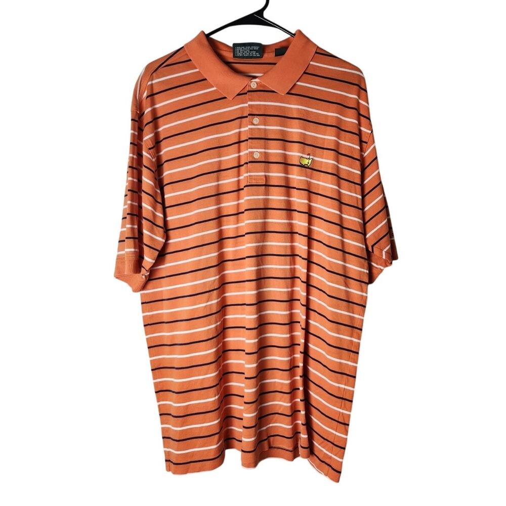Masters Collection Mens Polo‎ Shirt Size XL Orange Stripe Golf Short Sleeve